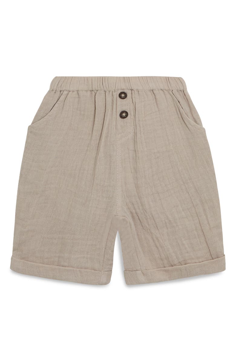 JOJO MAMAN BEBE Palm Tree Cotton Gauze Henley & Shorts Set, Alternate, color, Khaki