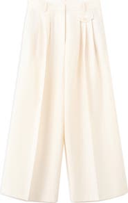 MANGO Pleat Front Wide Leg Pants