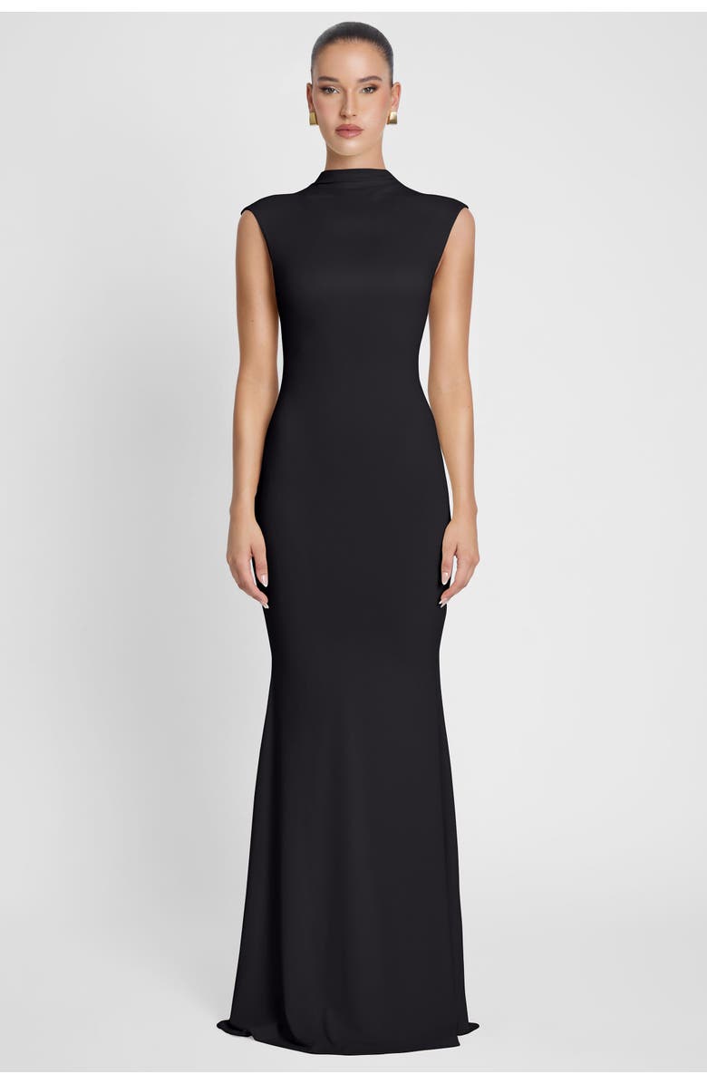 LEAU Como Cap Sleeve Maxi Dress, Main, color, Black