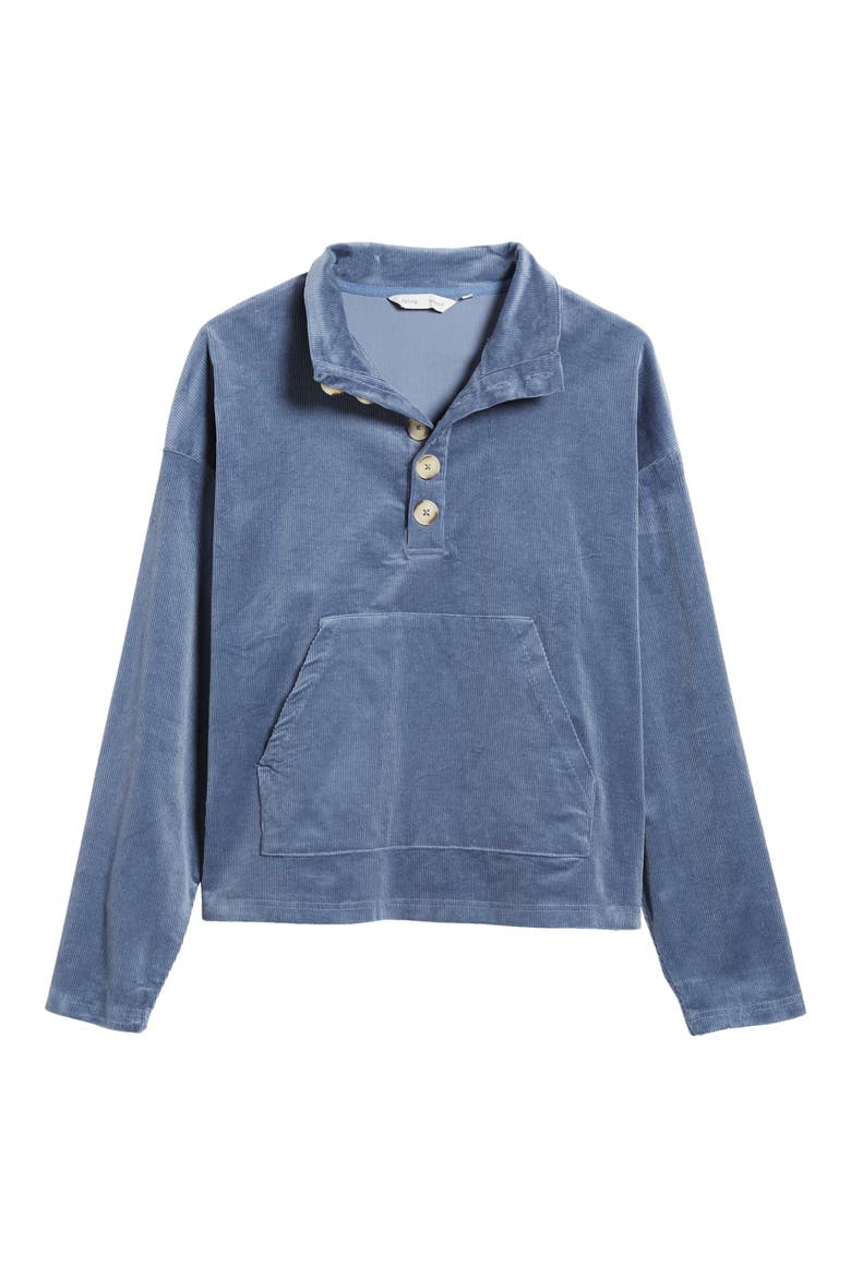 Button Cotton Corduroy Pullover, Alternate, color, NAVY