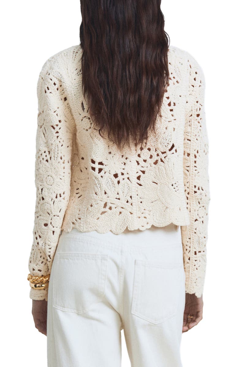 MANGO Open Knit Cardigan Jacket, Alternate, color, Ecru