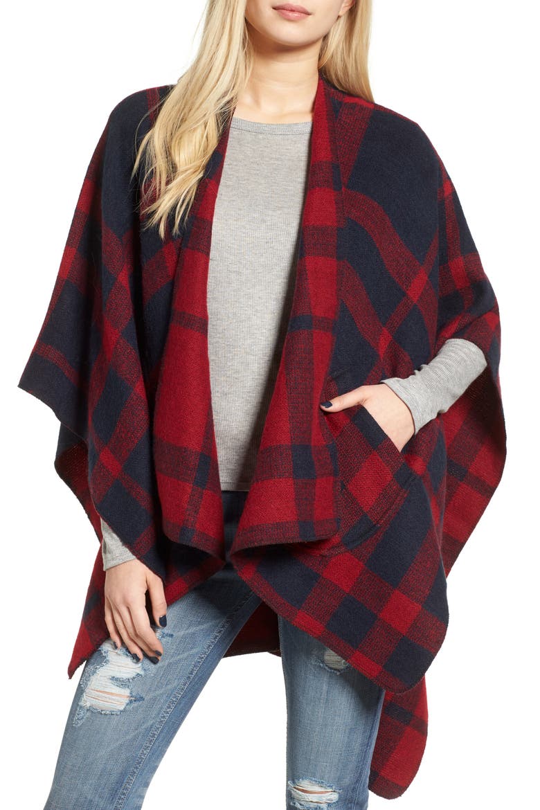 Buffalo Plaid Cape, Main, color, RED