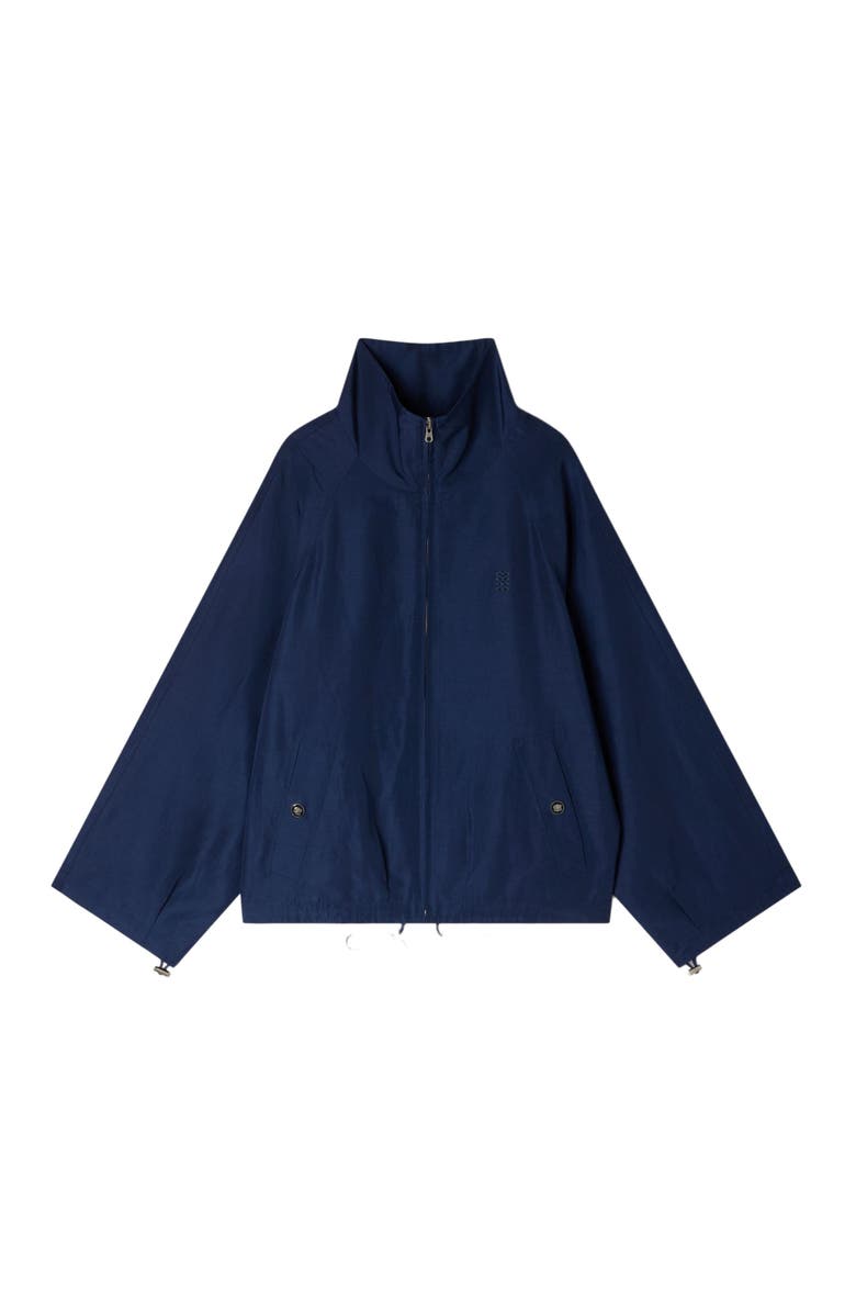 SANDRO Embroidered collar oversized jacket, Alternate, color, Navy Blue
