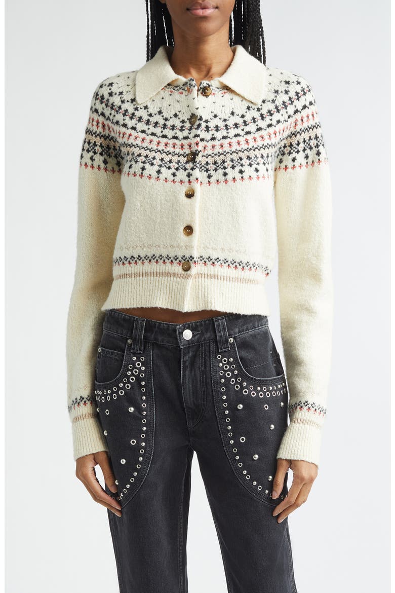 Zoe Fair Isle Wool Blend Cardigan, Main, color, ECRU