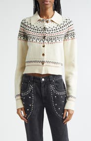 Isabel Marant Étoile Zoe Fair Isle Wool Blend Cardigan