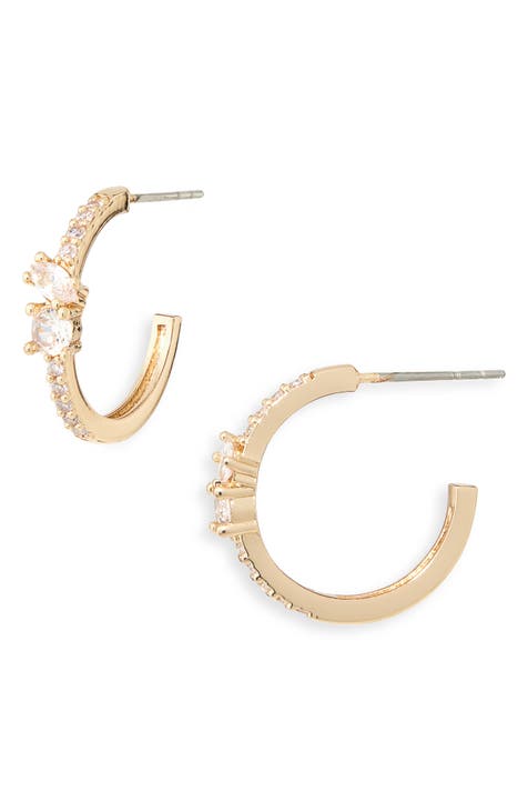 Cubic Zirconia Huggie Hoop Earrings