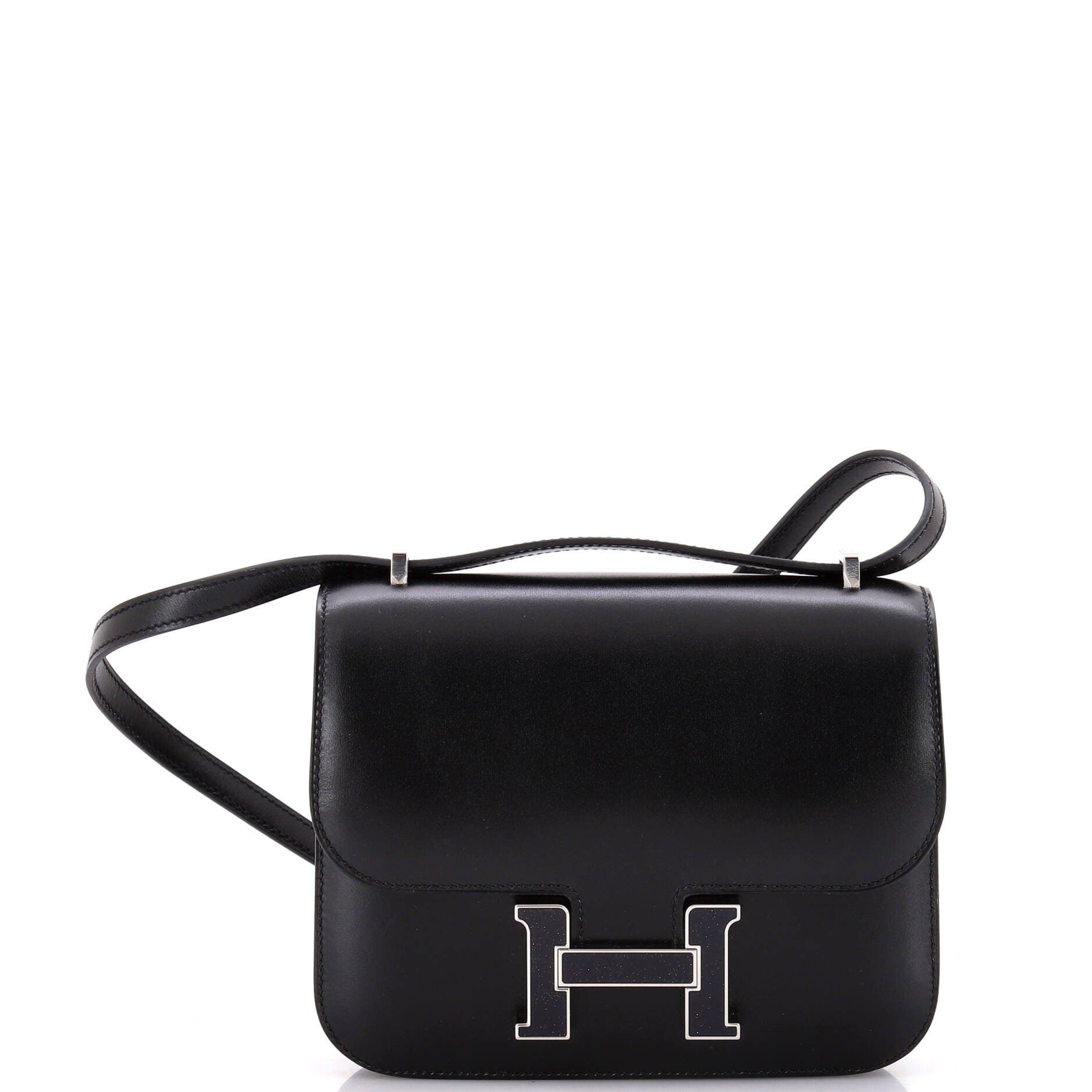 Pre-Owned Hermes Constance Bag Box Calf with Aventurine 18, Main, color, Noir