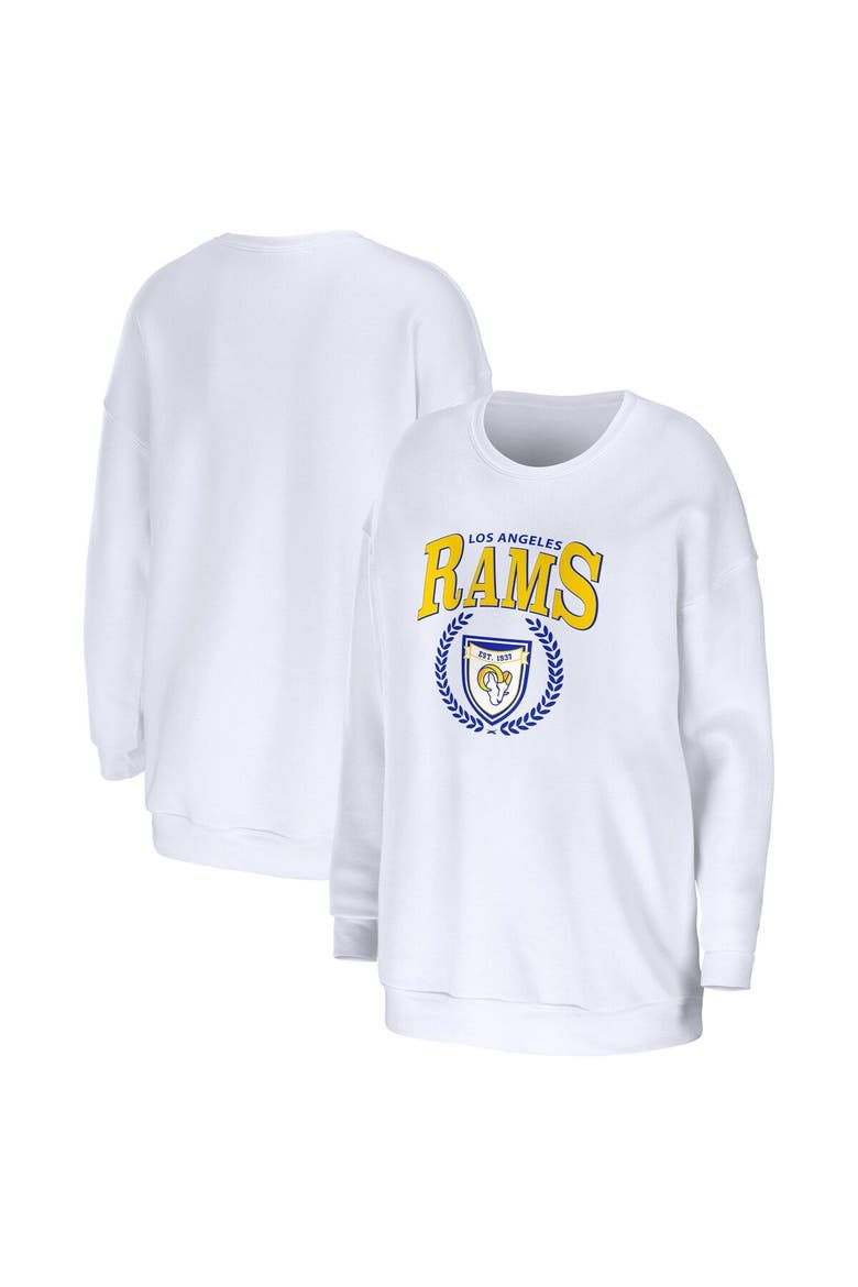 Women's WEAR by Erin Andrews White Los Angeles Rams Oversized Pullover Sweatshirt, Main, color, White