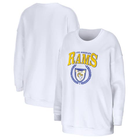 Women's WEAR by Erin Andrews White Los Angeles Rams Oversized Pullover Sweatshirt