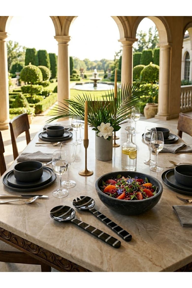 Cox Salad Servers, Alternate, color, Black & Ivory