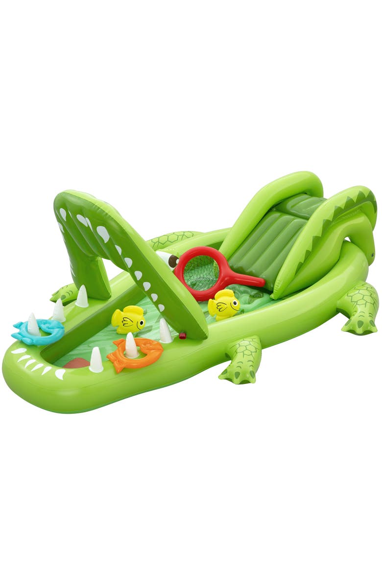 Inflatable Water Play Center & Pool, Later Gator, Main, color, Green