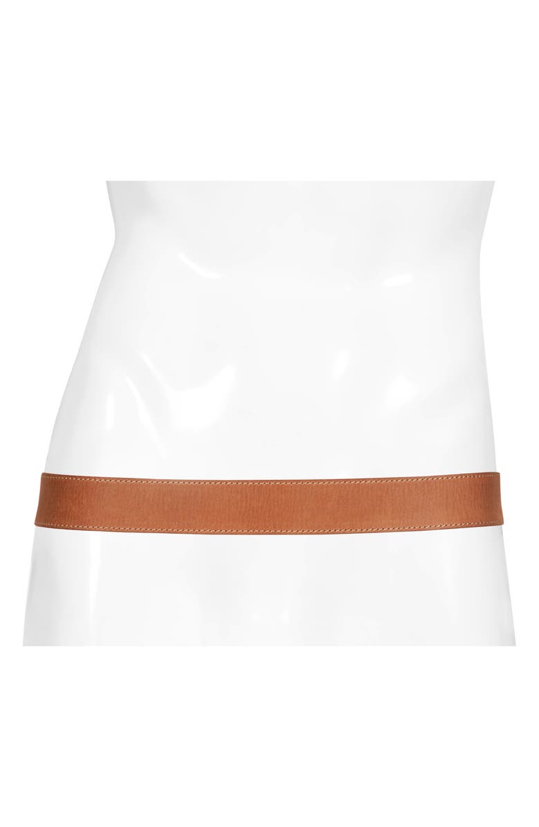 AllSaints Stitched Edge Leather Belt, Alternate, color, Tan