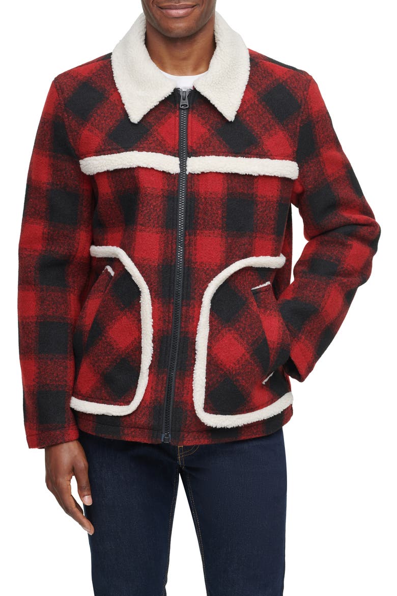 Plaid Faux Shearling Lined Jacket, Main, color, PLAID MULTI