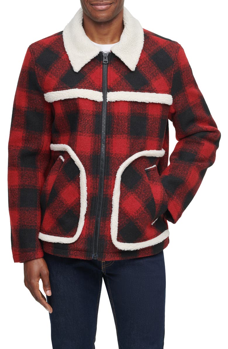 Levi's<sup>®</sup> Plaid Faux Shearling Lined Jacket, Main, color,