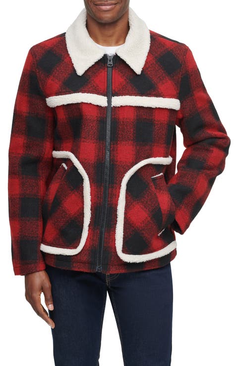 Plaid Faux Shearling Lined Jacket