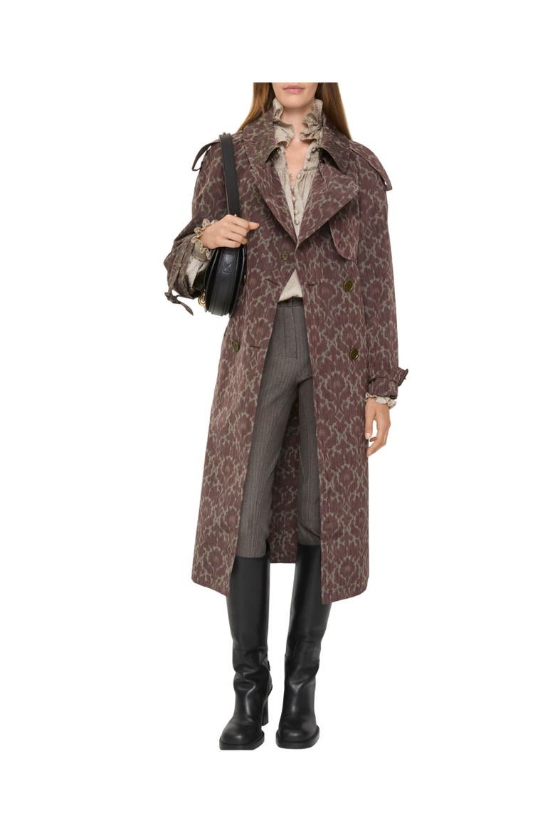 Long Baroque Viscose Blend Fitzrovia Trench Coat, Alternate, color, Duchess red