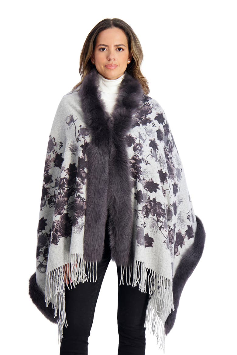 Double Face Cashmere Stole With Tape Top And Bottom, Alternate, color, GRAY PRINT/ANIMAL PRINT