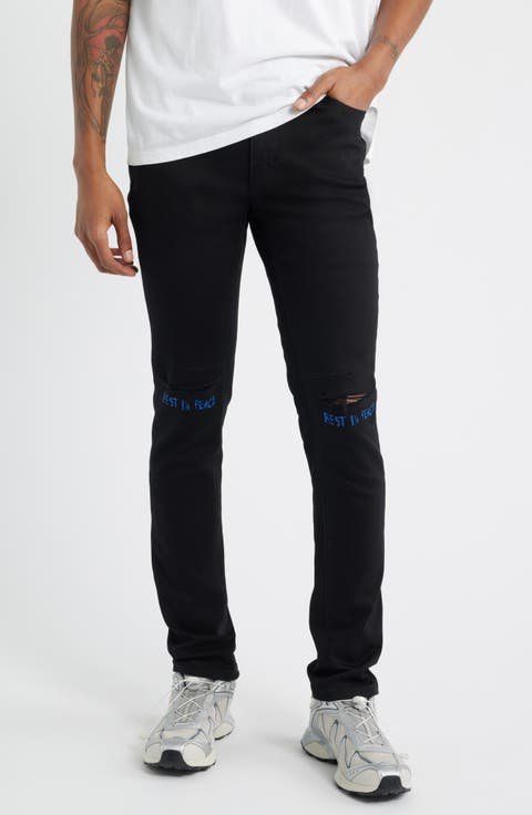 Bryant Ripped Skinny Jeans (Black Blue Rest in Peace)