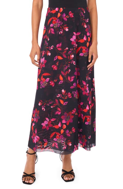 Floral Mesh Maxi Skirt