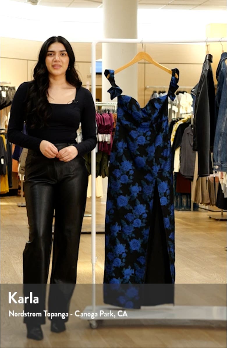 Exceptional Occasion Floral Jacquard Off the Shoulder Gown, sales video thumbnail