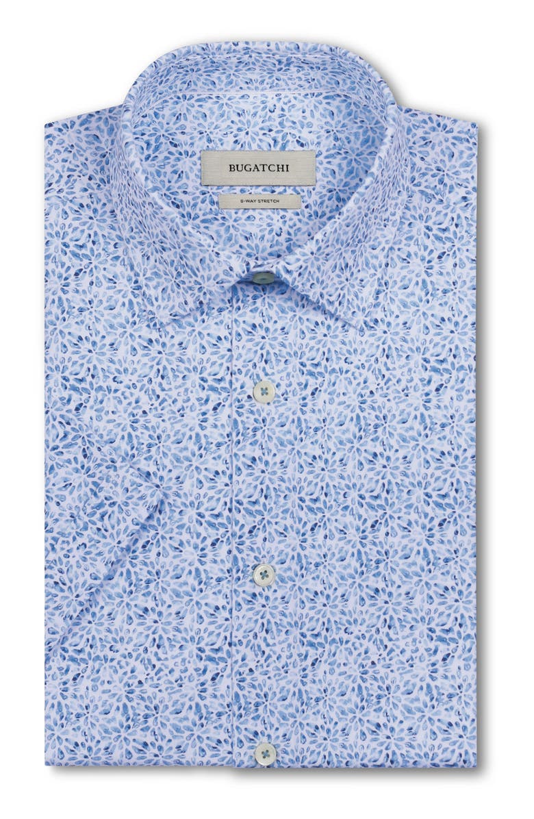 Bugatchi Miles OoohCotton<sup>®</sup> Mosaic Print Short Sleeve Button-Up Shirt, Alternate, color, Classic Blue