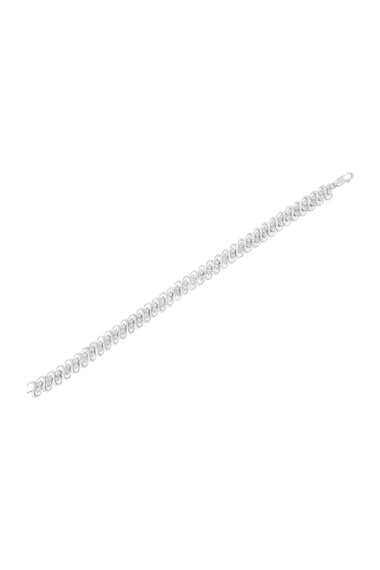 Silver 1/4 cttw Round-Cut Diamond Double Row Wrapped S-Link Bracelet, Alternate, color, White