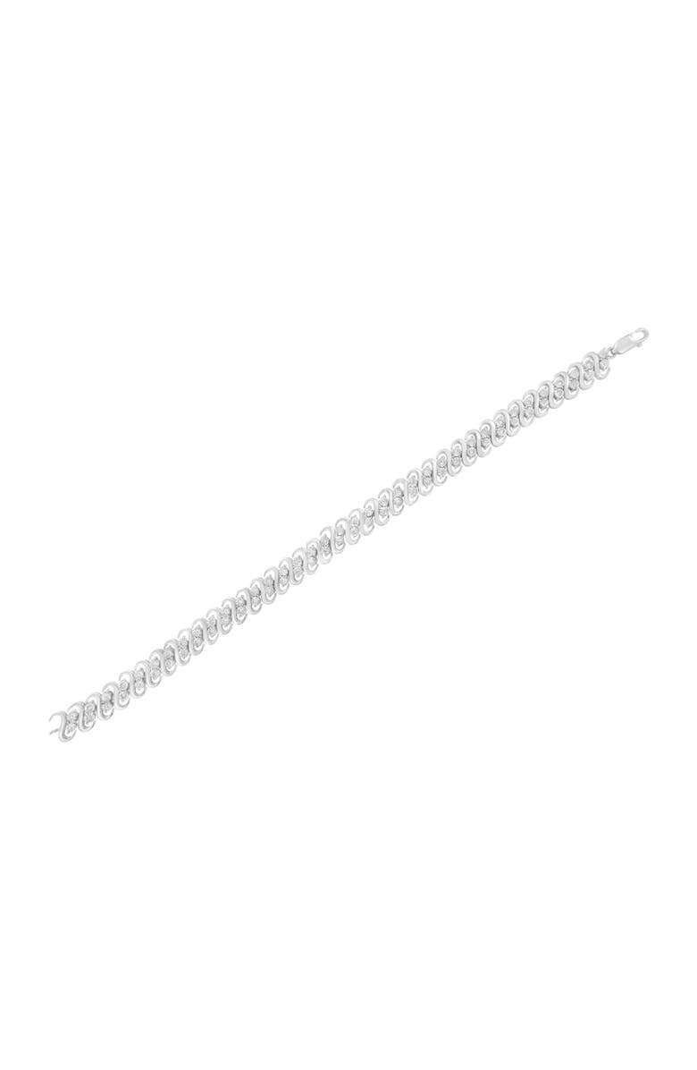 Haus of Brilliance Silver 1/4 cttw Round-Cut Diamond Double Row Wrapped S-Link Bracelet, Alternate, color, White