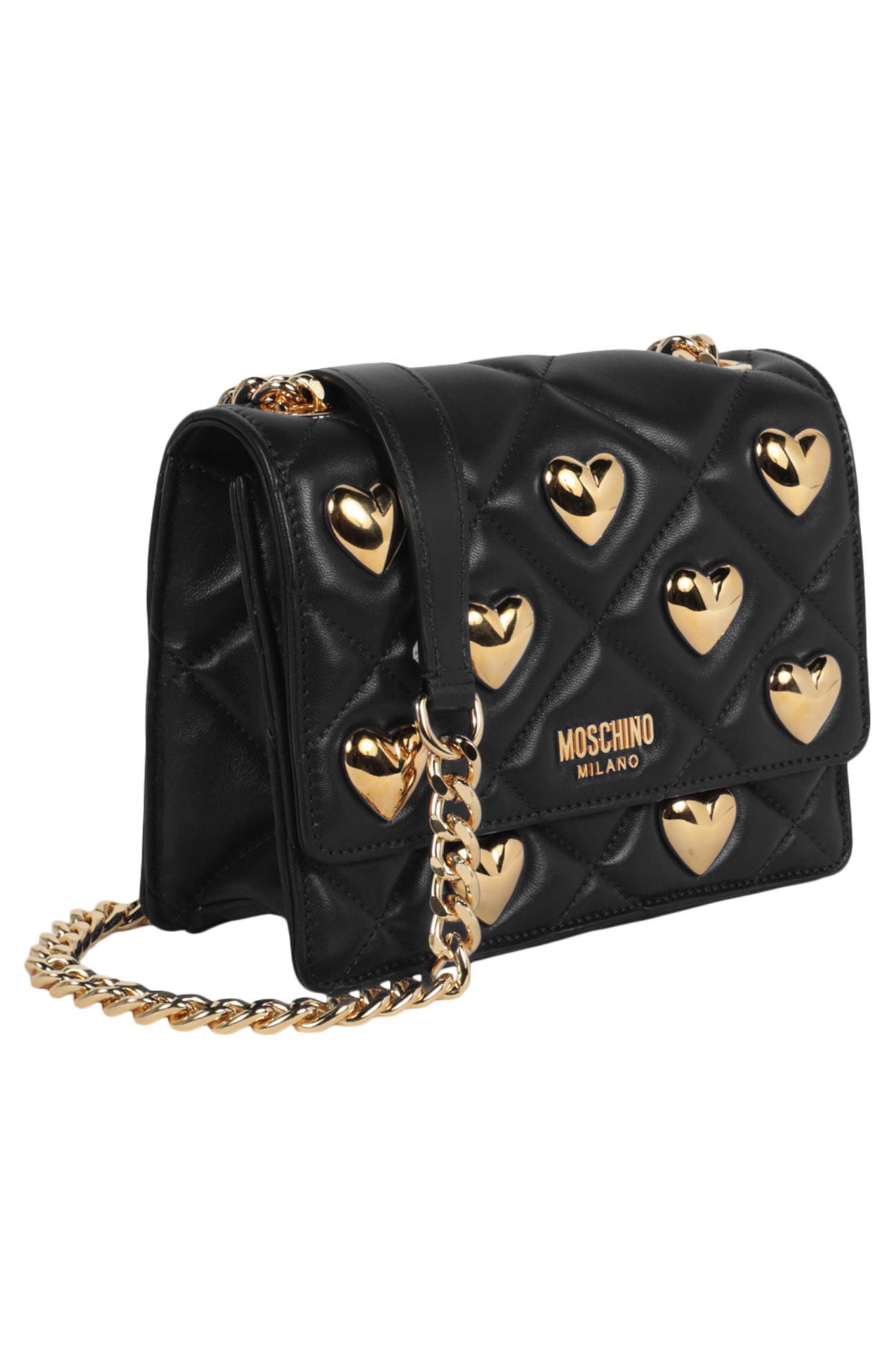 Moschino Quilted Heart Crossbody Bag, Alternate, color, 