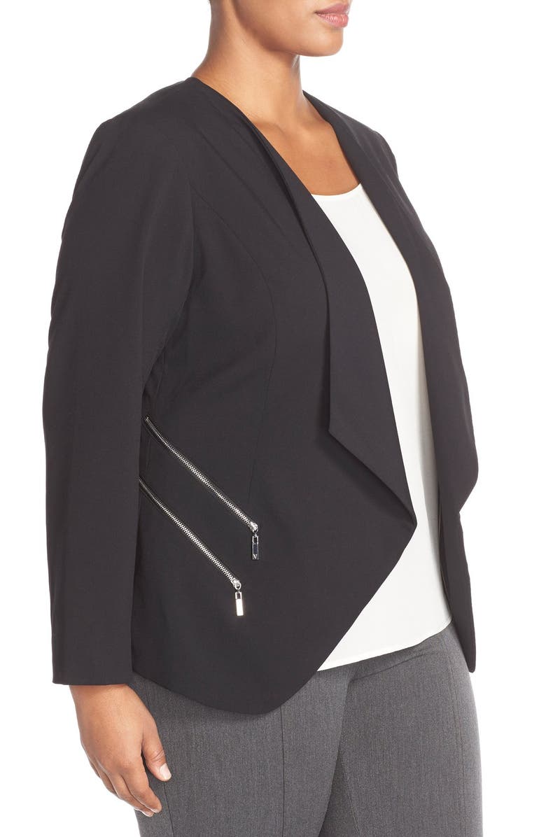 Vince Camuto Drape Collar Double Zip Blazer, Alternate, color,
