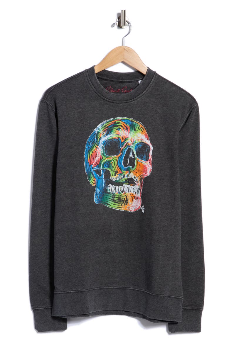 Neon Bones Graphic Sweatshirt, Alternate, color, CHARCOAL