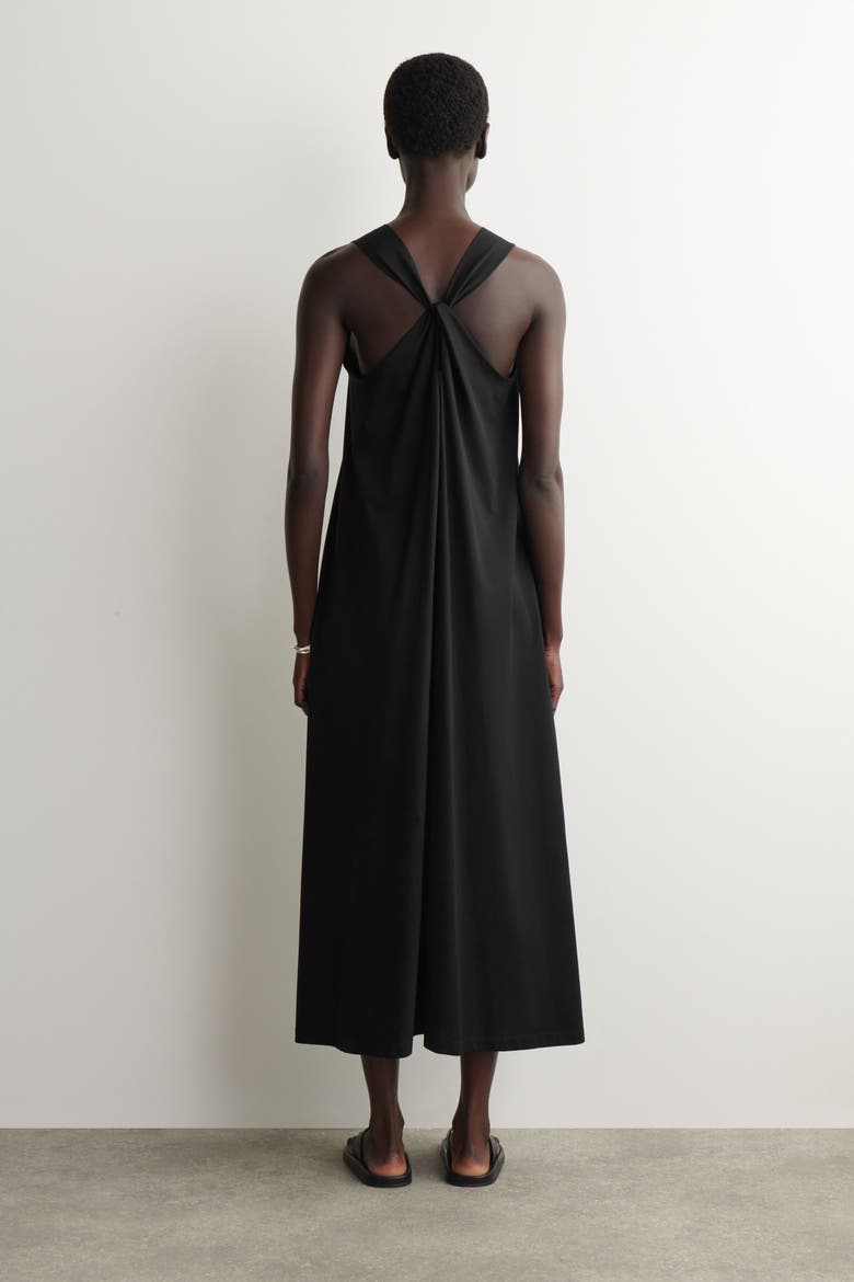 Twist-back Jersey Midi Dress, Alternate, color, BLACK