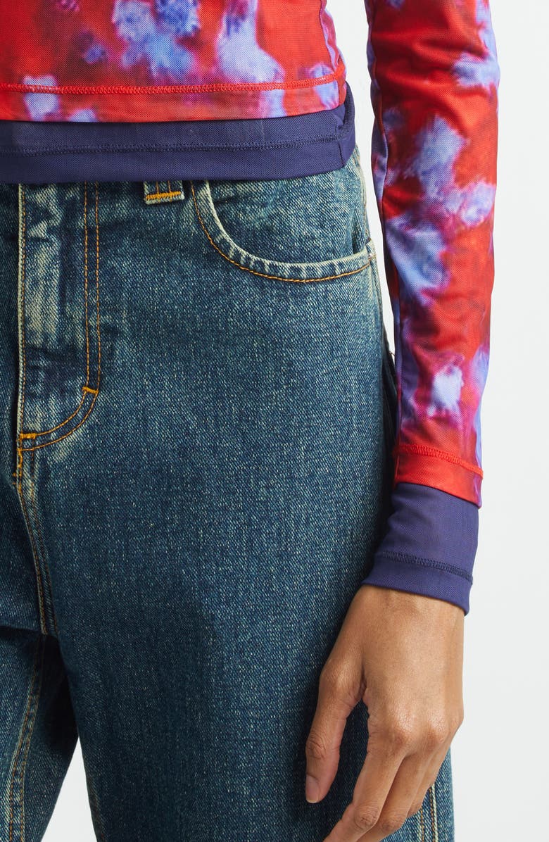 Eckhaus Latta Duet Double Layer Micromesh Long Sleeve Top, Alternate, color, Burst