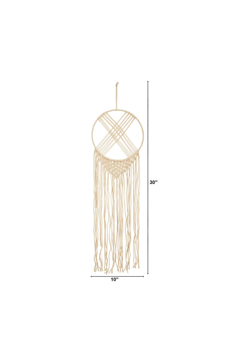 30-in Boho Chic Woven Dreamcatcher Macrame Wall Art Décor, Alternate, color, Cream