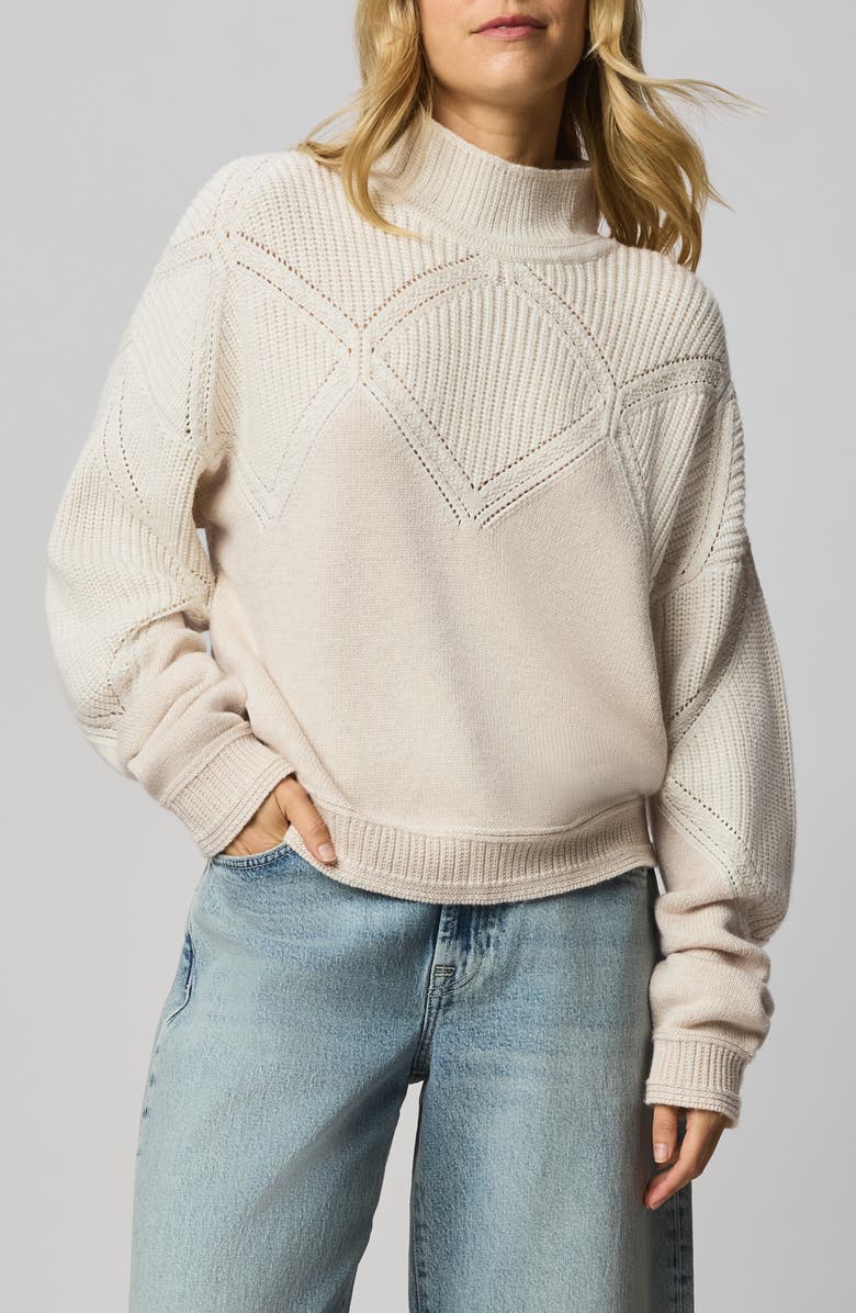 Splendid Grethen Turtleneck Sweater, Main, color, Pale Oak White/ Brown