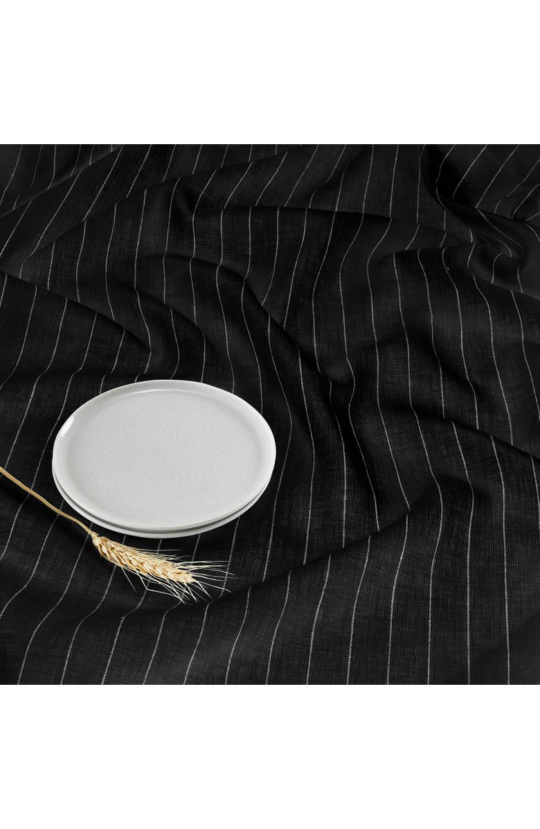 Solino Home Linen Table Throw - Pinstripe, 52" x 52" Inch, Alternate, color, Black And White