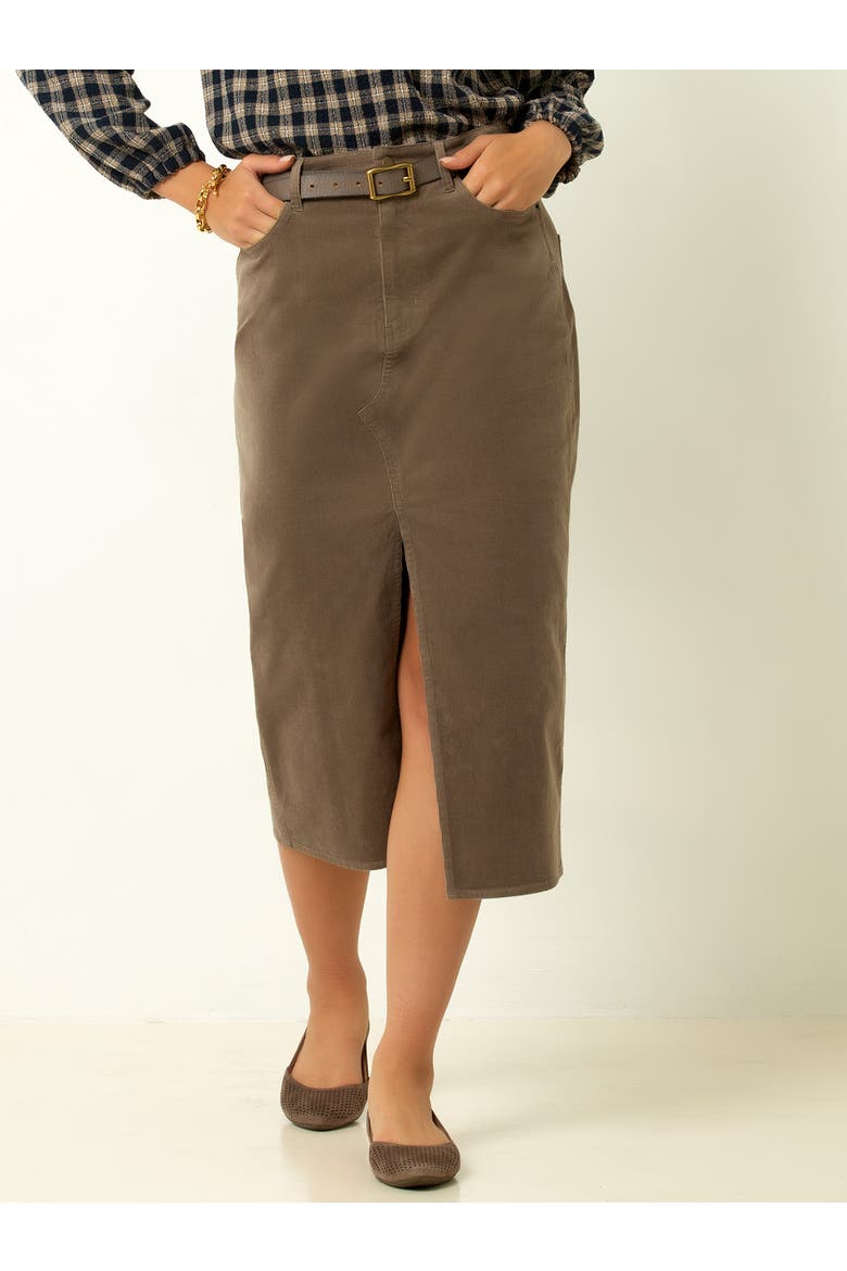 Corduroy Midi Skirt, Main, color, Driftwood