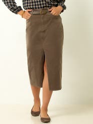 Single Stitch Corduroy Midi Skirt