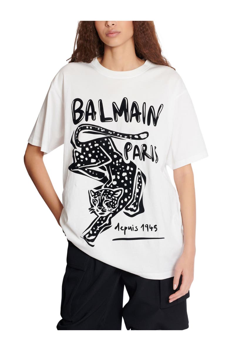Balmain Short-sleeved T-shirt with leopard print, Alternate, color, 
