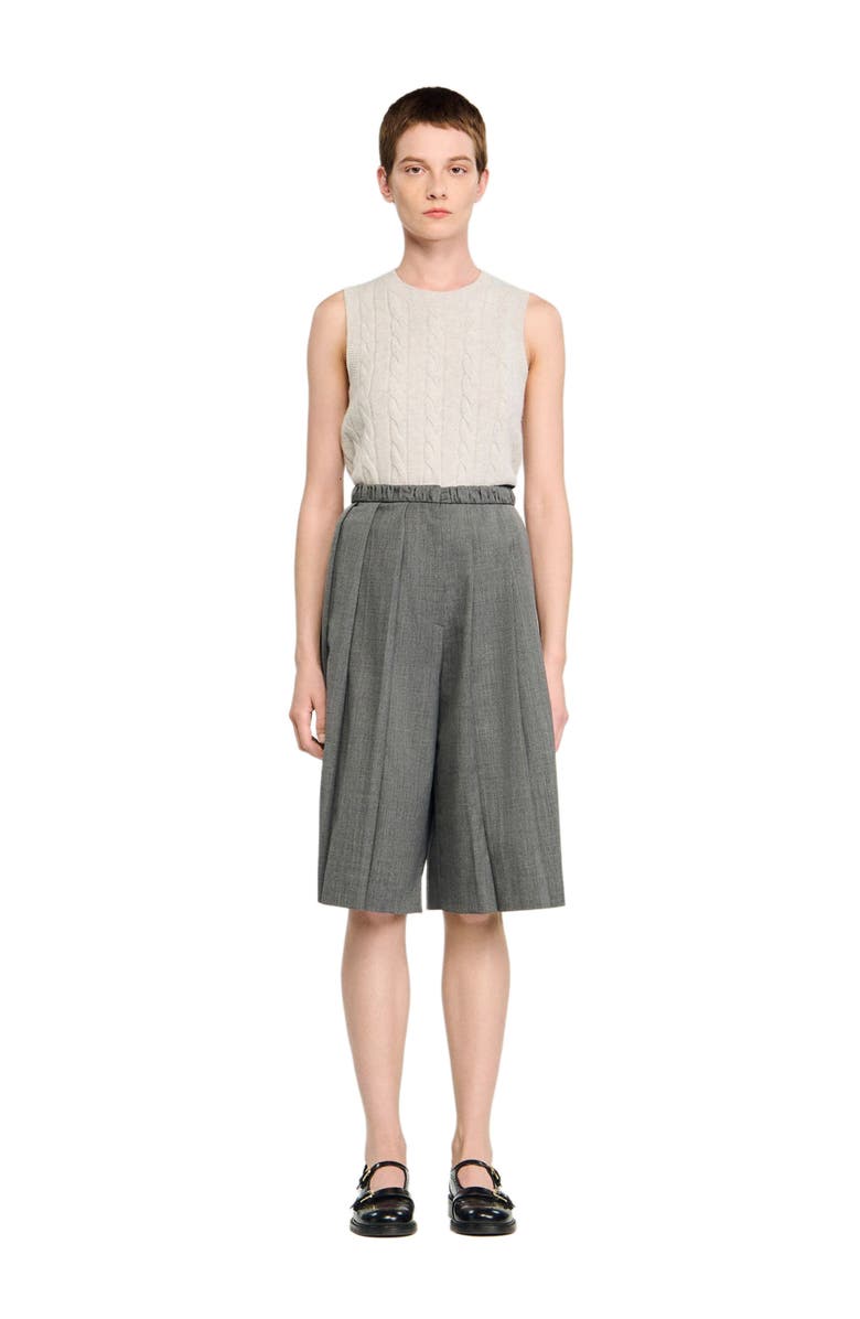 SANDRO Pleated long shorts, Main, color, Grey