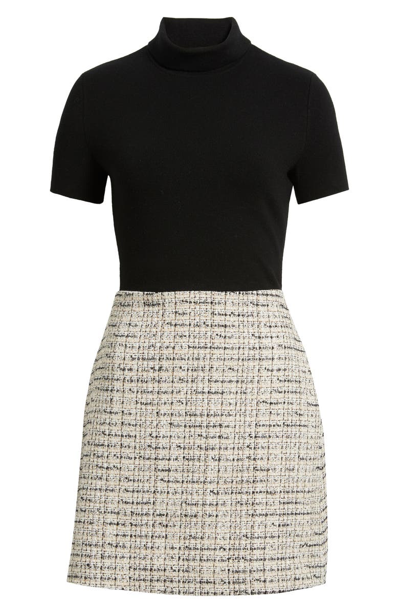 Theory Short Sleeve Combo Tweed Dress, Alternate, color, Black Multi