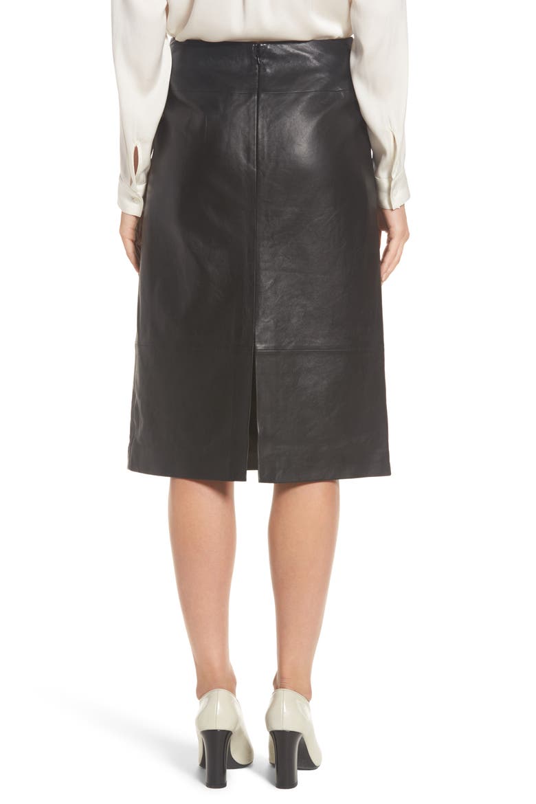 Belted Leather Skirt, Alternate, color, BLACK CAVIAR