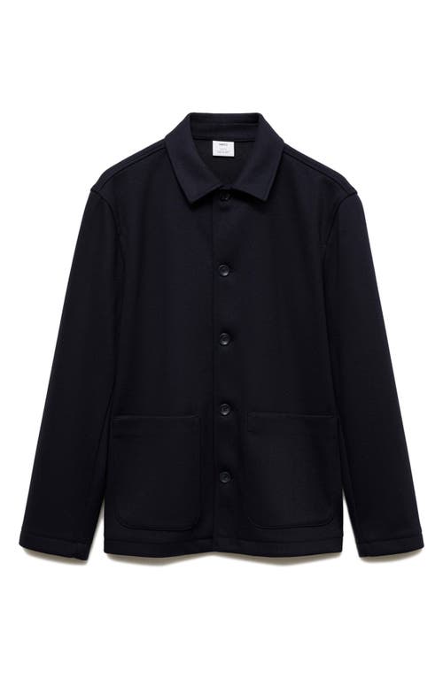 Mango Regular Fit Overshirt In Dark Navy