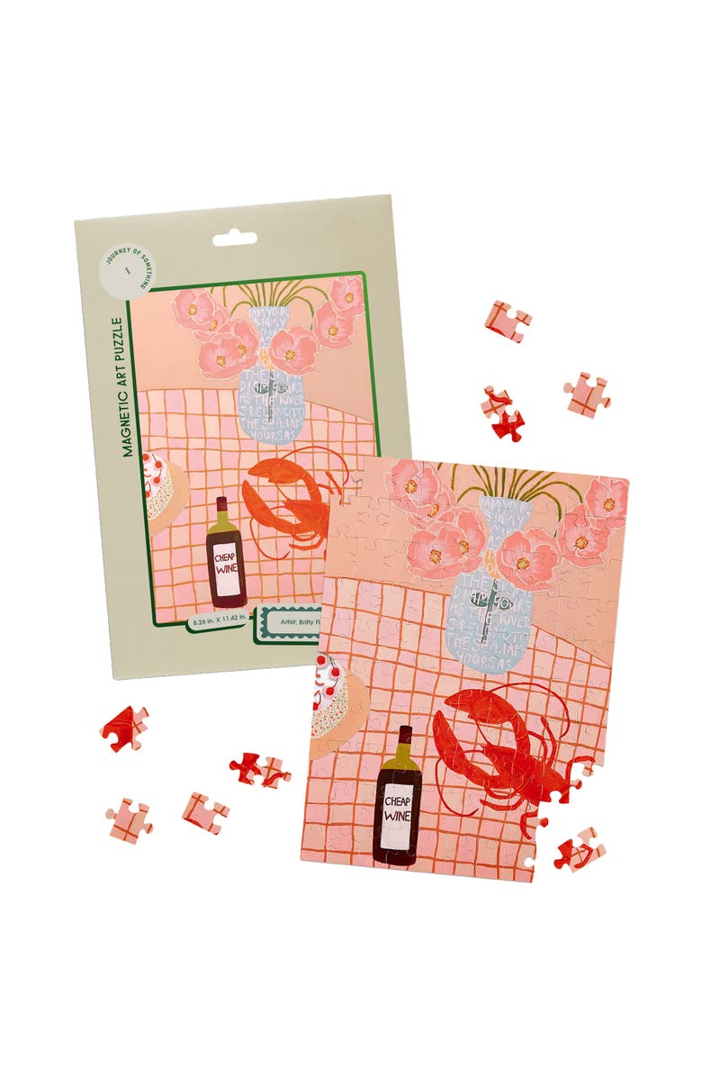 Journey of Something Lobster Lunch, 100 Piece Magnetic Art Puzzle, 11.4 x 8.3 Inches, Main, color, Multicolored