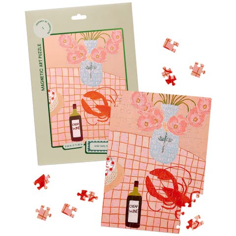 Lobster Lunch, 100 Piece Magnetic Art Puzzle, 11.4 x 8.3 Inches