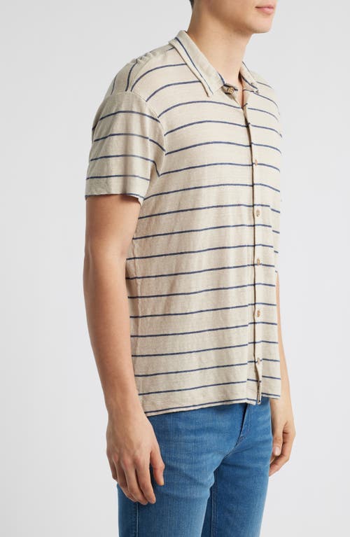 Alex Crane Ola Linen Knit Short Sleeve Button-up In Rio