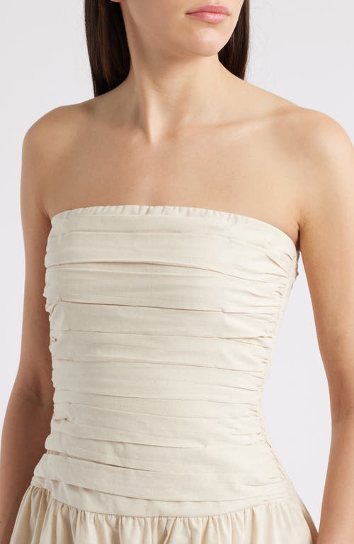 Moon River Pleated Strapless Maxi Dress In Natural