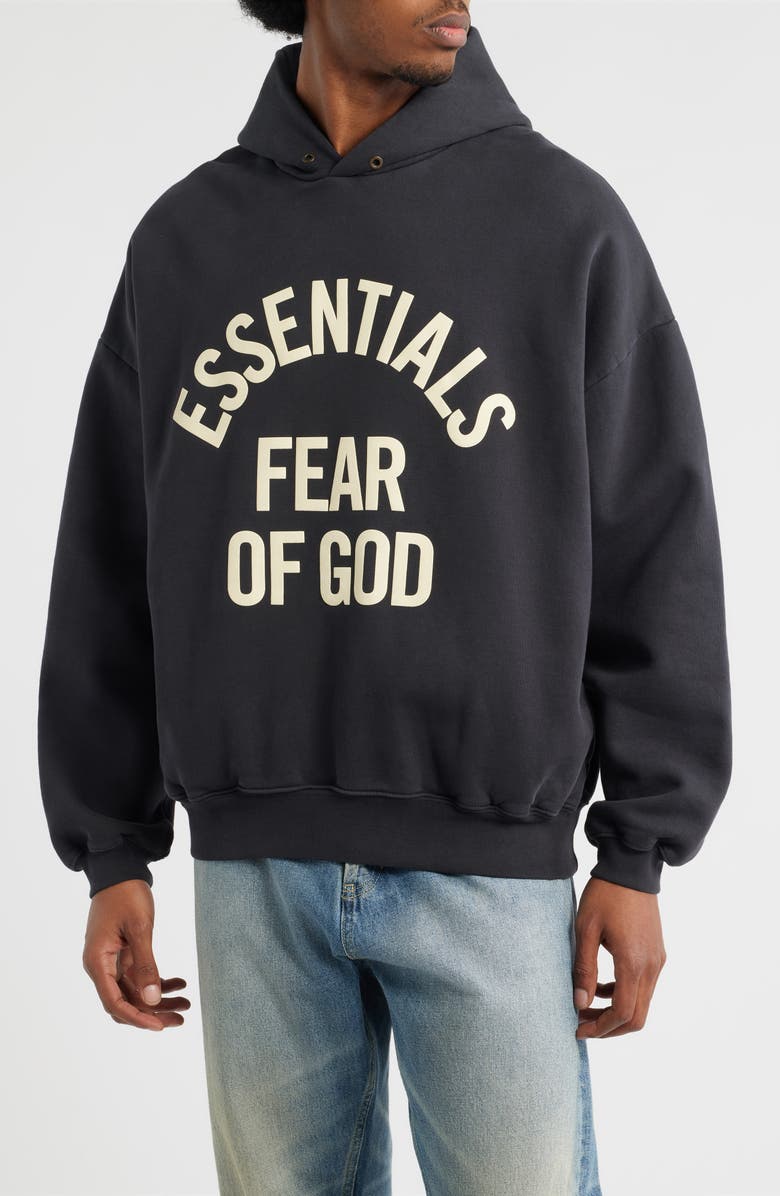 Fear of God Essentials Campus '90s Fleece Logo Graphic Hoodie, Main, color, 