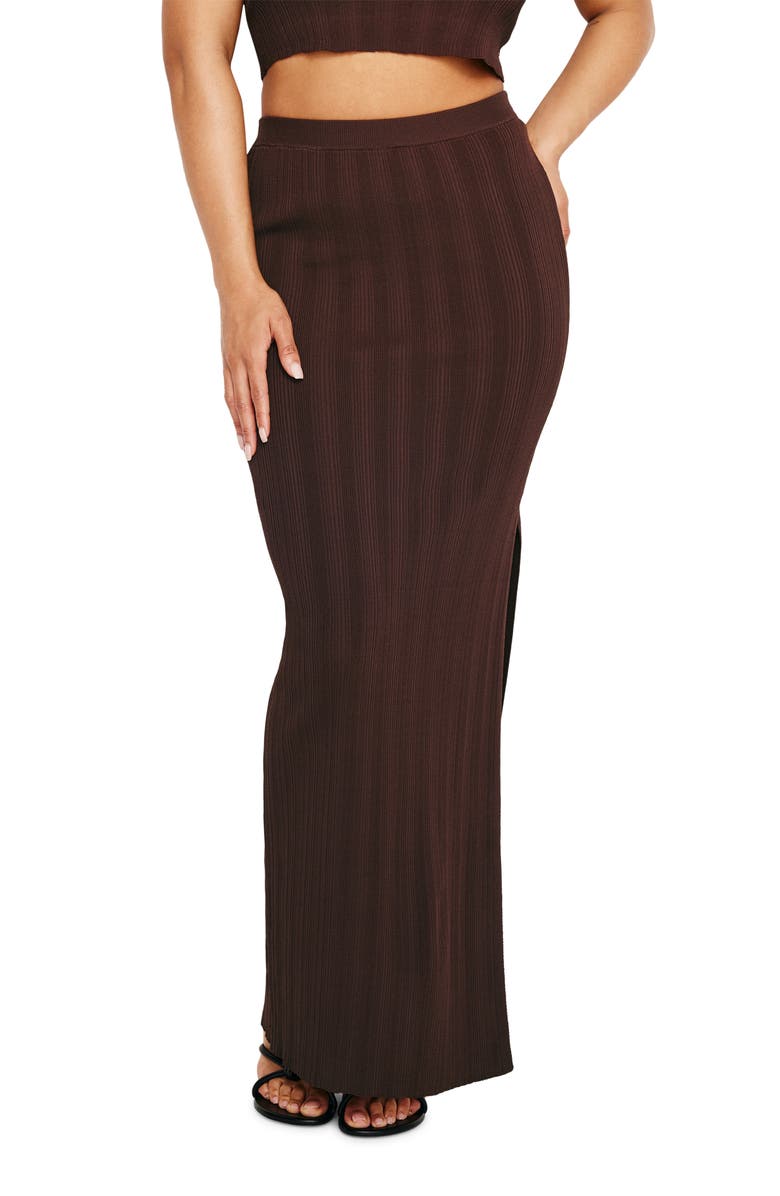 Good American Rib Knit Maxi Skirt, Alternate, color, Espresso