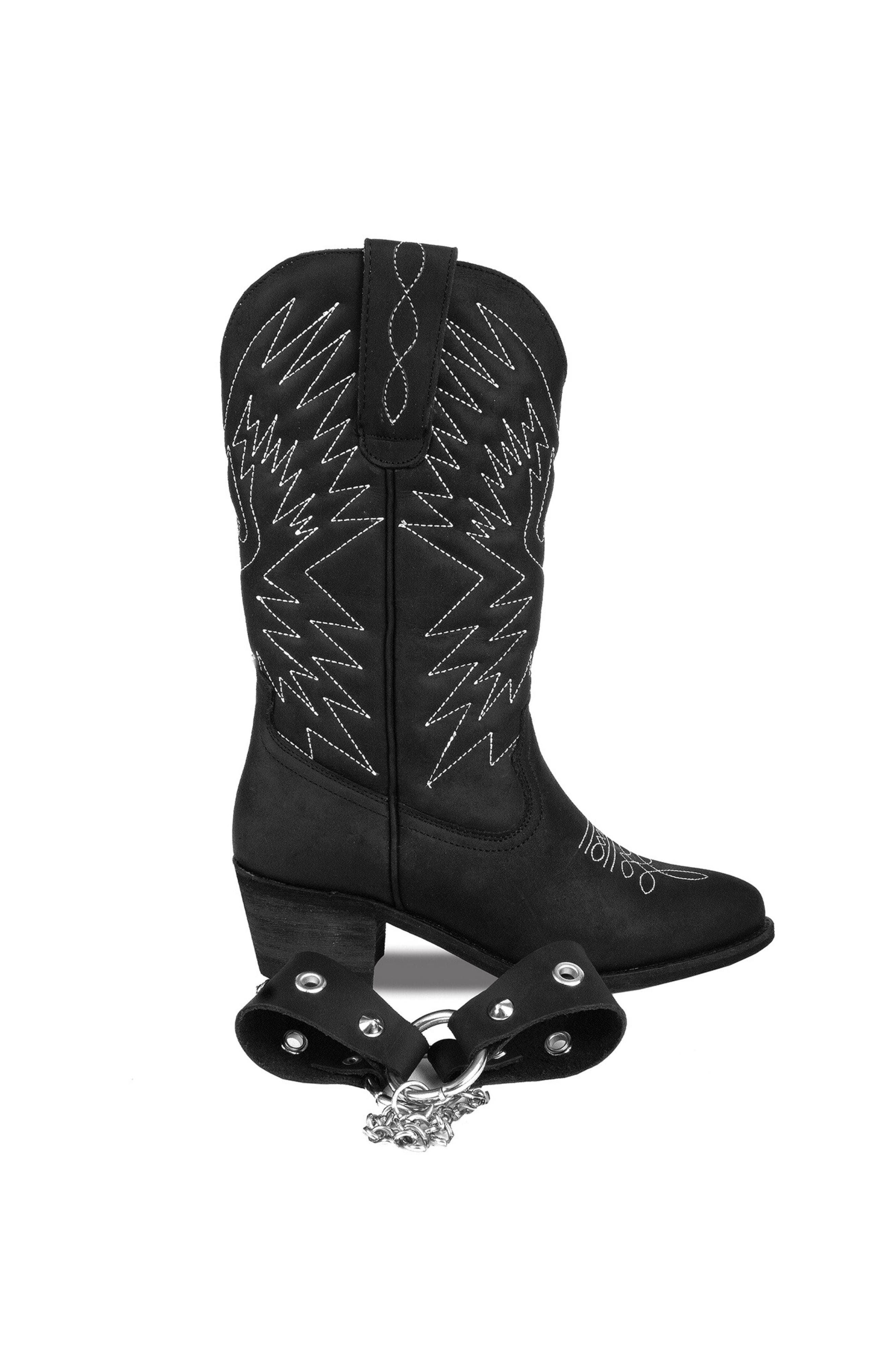 URBNKICKS Cowboy Leather Boots, Alternate, color, Black