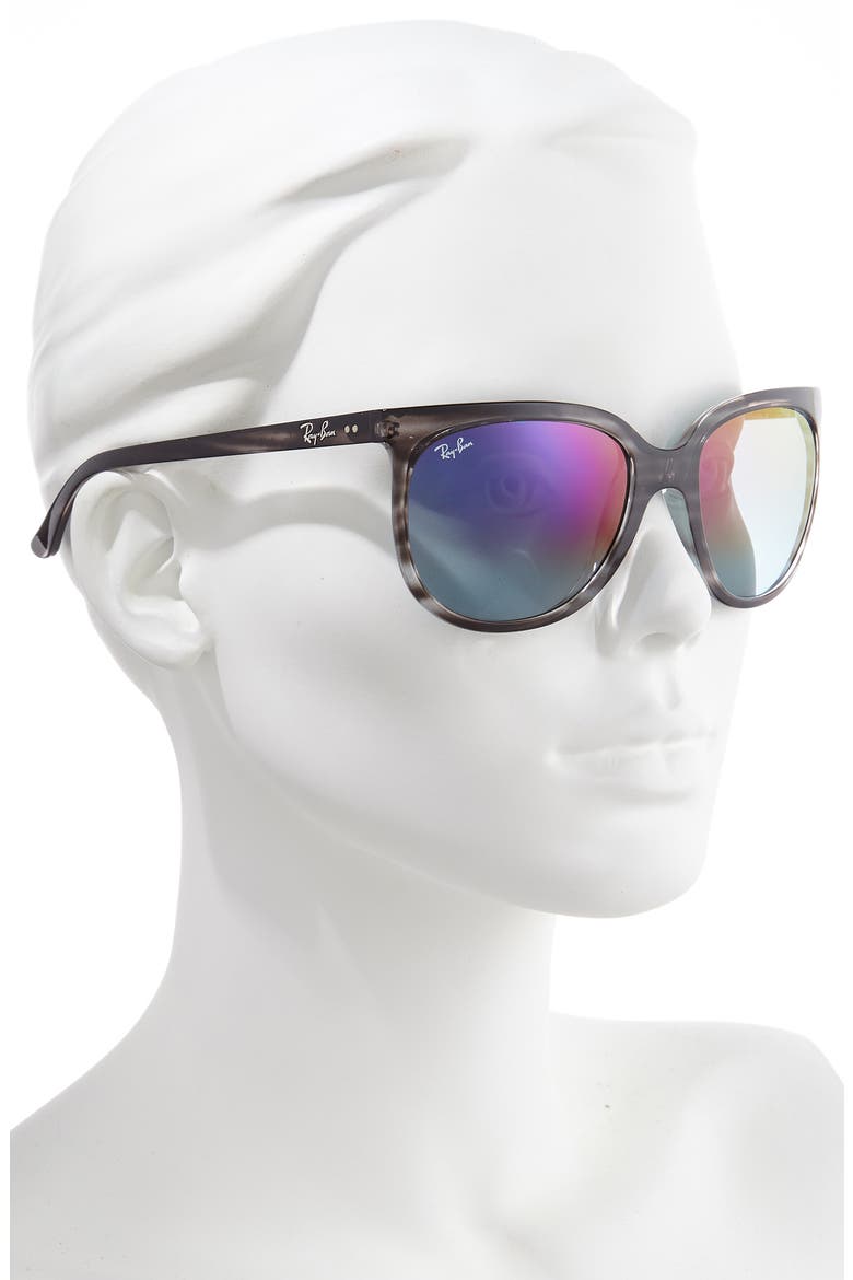 57mm Cat Eye Sunglasses, Alternate, color, GREY HAVANA/ BLUE MIROR GRAD